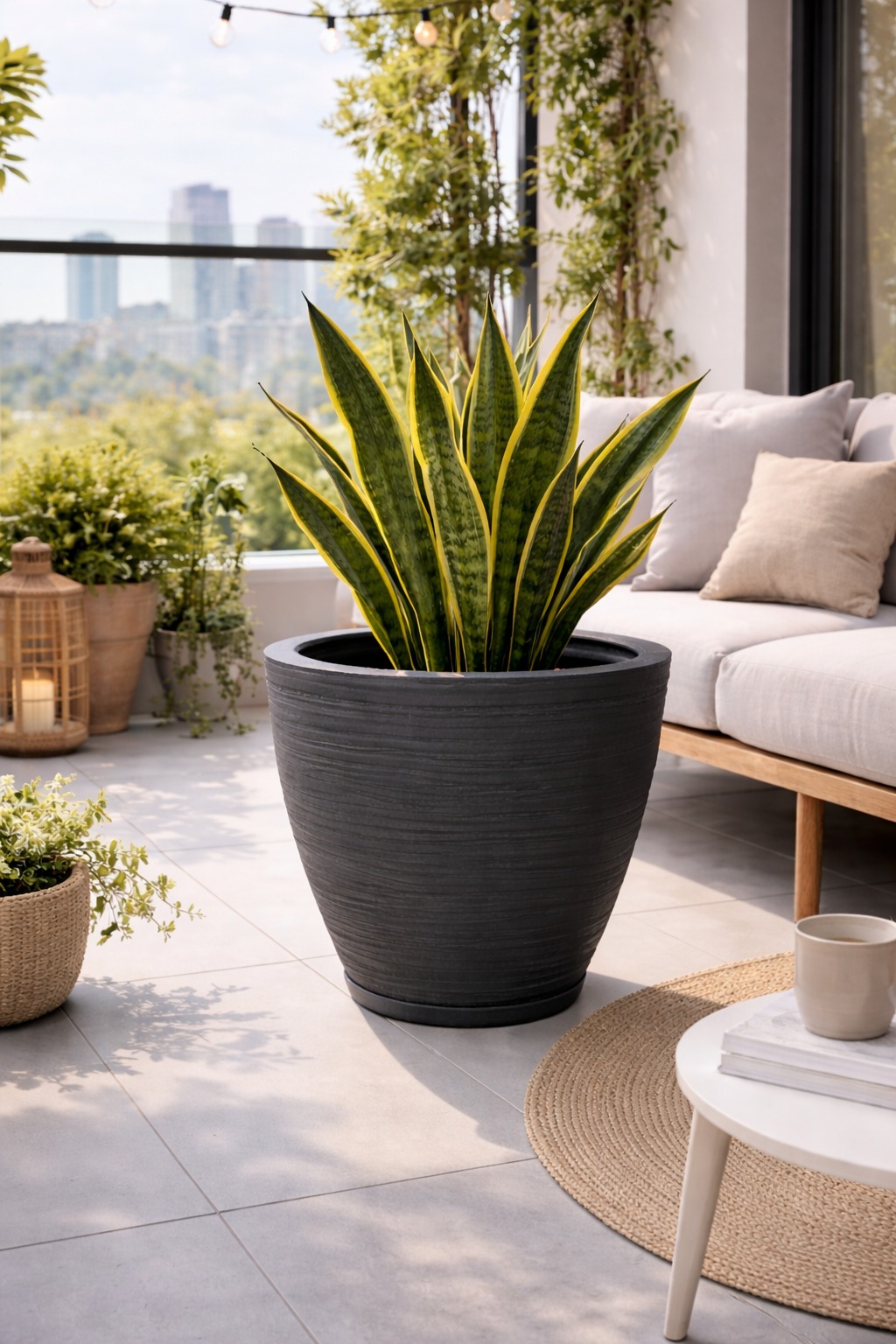 Vasos elegantes de plantas decorativas para jardim